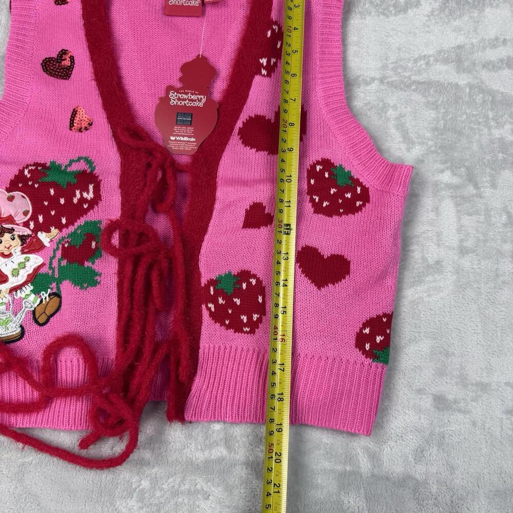 NWT Strawberry Shortcake Knit Vest Pink Y2K Heart Valentine Girlhood Wmns Size S - Picture 5 of 9
